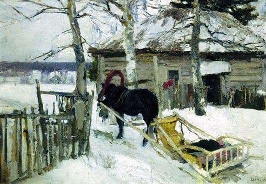 Description of the painting by Konstantin Korovin Winter
