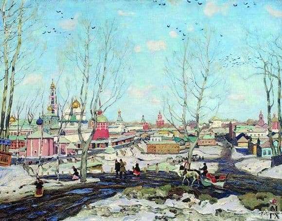 Description of the painting by Konstantin Yuon Spring in the Trinity Sergius Lavra