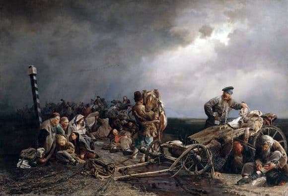 Description of the painting by Valeriy Jacobi Halt prisoners