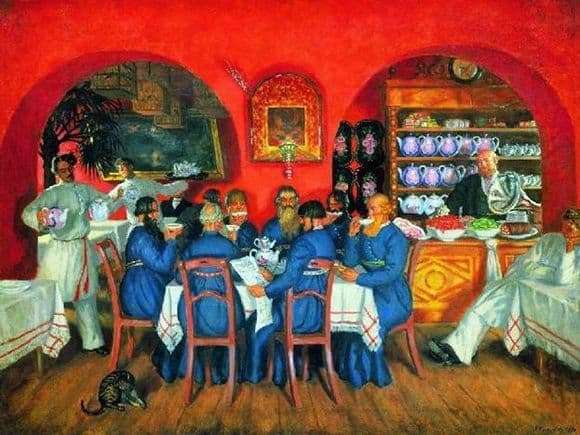 Description of the painting by Boris Kustodiev Moscow tavern