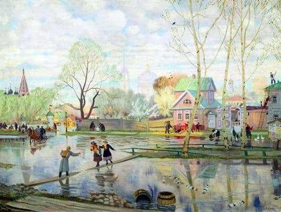 Description of the painting by Boris Kustodiev Spring