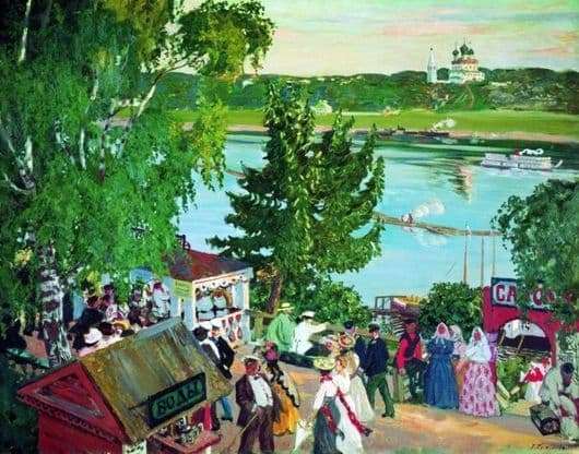 Description of the painting by Boris Kustodiev Walking on the Volga
