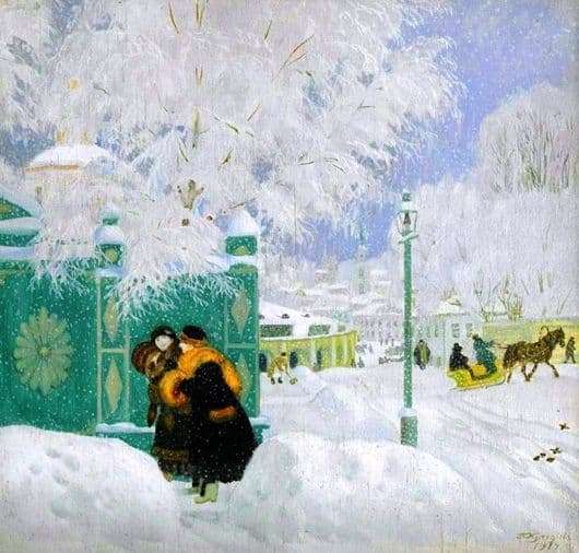 Description of the painting by Boris Kustodiev Winter landscape