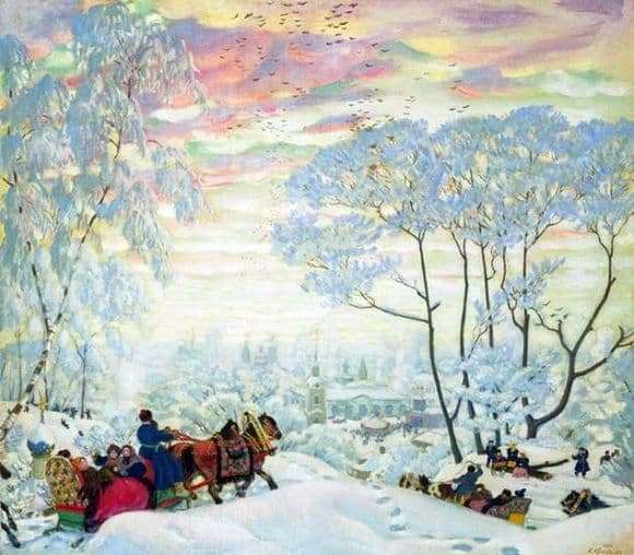 Description of the painting by Boris Kustodiev Winter
