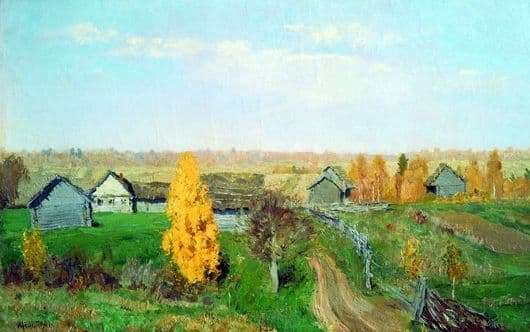 Description of the painting by Isaac Levitan Golden Autumn Slobodka