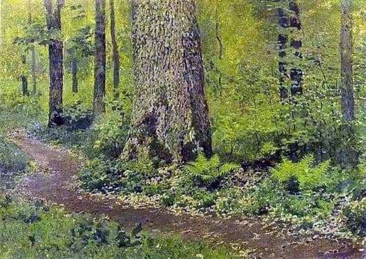Description of the painting by Isaac Ilyich Levitan A path in the deciduous forest. Ferns