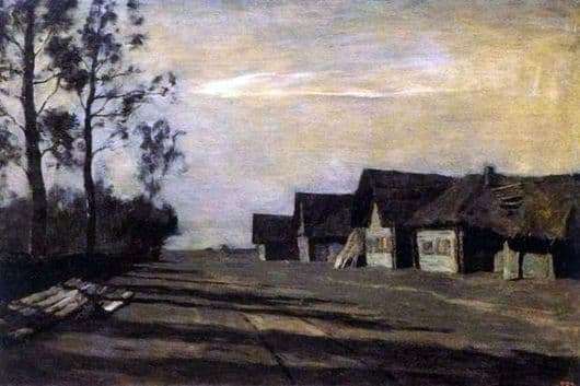 Description of the painting by Isaac Levitan Moonlit night. Village