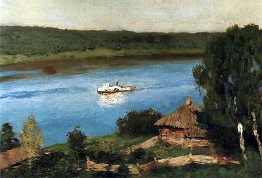 Description of the painting by Isaac Levitan Landscape with a steamer