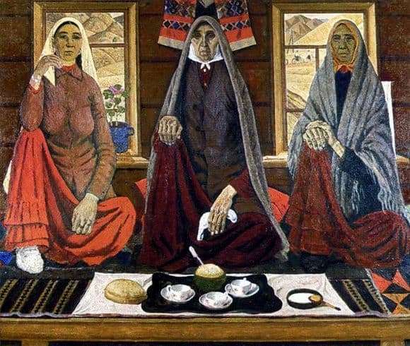 Description of the painting by Ahmat Lutfullina Three Women