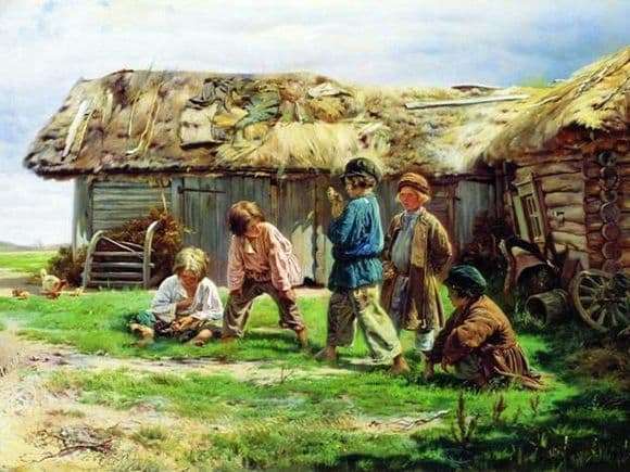 Description of the painting by Vladimir Makovsky Playing Grandma