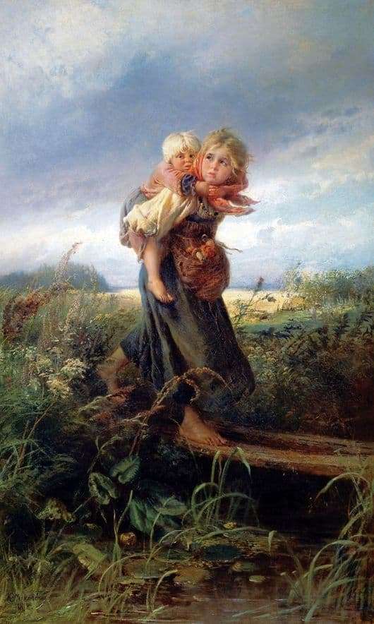 Description of the painting by Konstantin Makovsky Children running from a thunderstorm