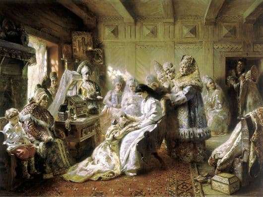 Description of the painting by Konstantin Makovsky Under the crown