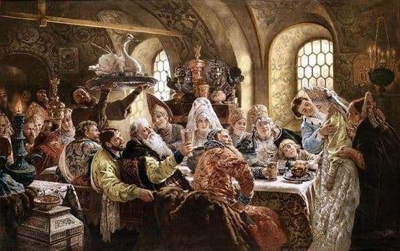 Description of the painting by Konstantin Makovsky Boyarsky wedding feast