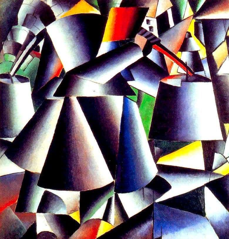 Description of the painting by Kazimir Malevich Woman with buckets