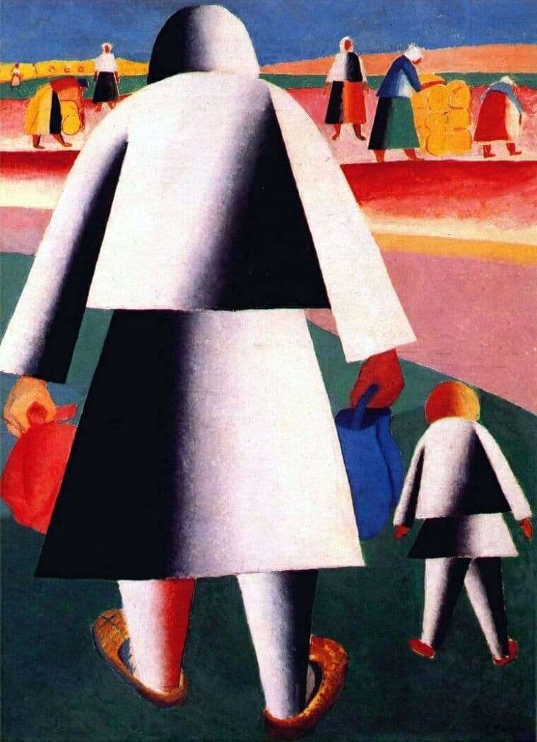 Description of the painting by Kazimir Malevich To the harvest (Martha and Roly)