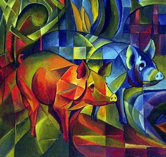 Description of the painting by Franz Marc Pigs