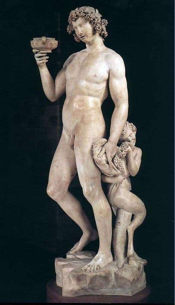 Description of the sculpture by Michelangelo Buanarrotti Bacchus