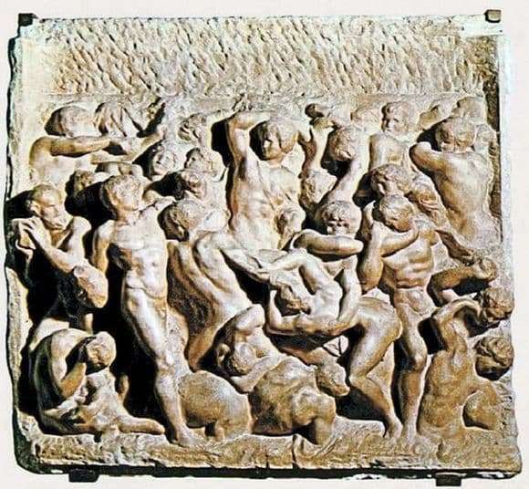 Description of the painting by the bas relief of Michelangelo Buanarrotti Battle of the Centaurs
