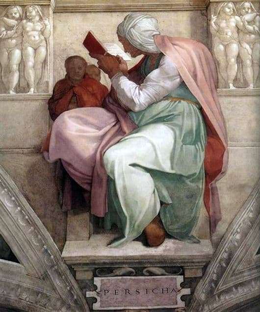 Description of the painting by Michelangelo Buonarroti Persian Sibyl