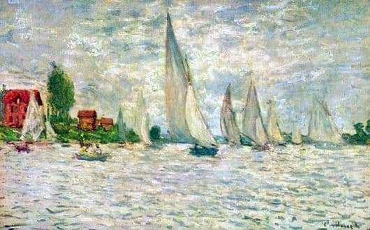 Description of the painting by Claude Monet Sailboats