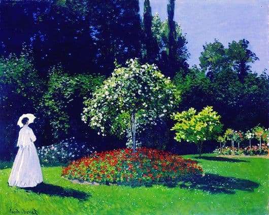 Description of the painting by Claude Monet Lady in the garden