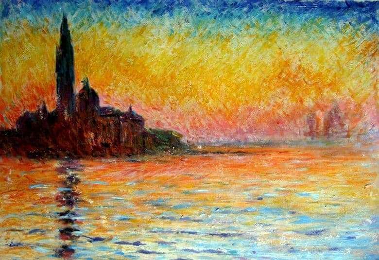 Description of the painting by Claude Monet San Giorgio Maggiore at Dusk