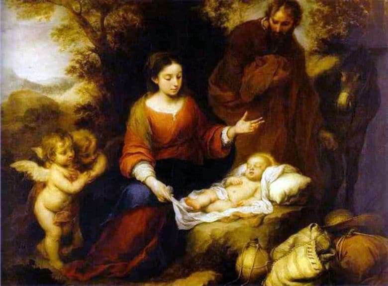 Description of the painting by Bartolome Esteban Murillo Rest on the way to Egypt