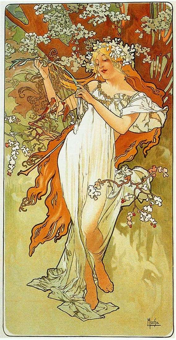 Description of the painting by Alphonse Mucha Spring