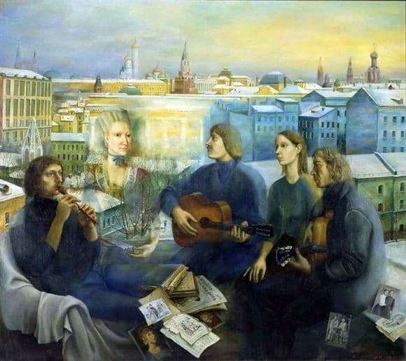 Description of the painting by Tatyana Nazarenko Moscow evening