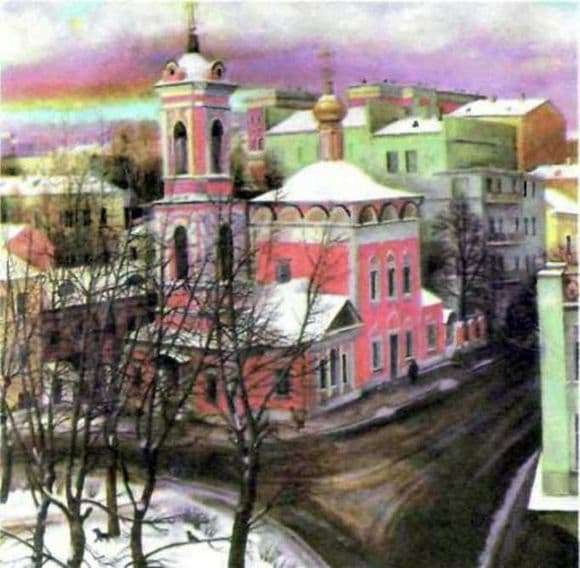Description of the painting by Tatiana Nazarenko Church of the Ascension on the street Nezhdanova