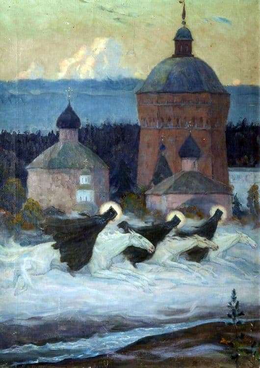 Description of the painting by Mikhail Nesterov Riders