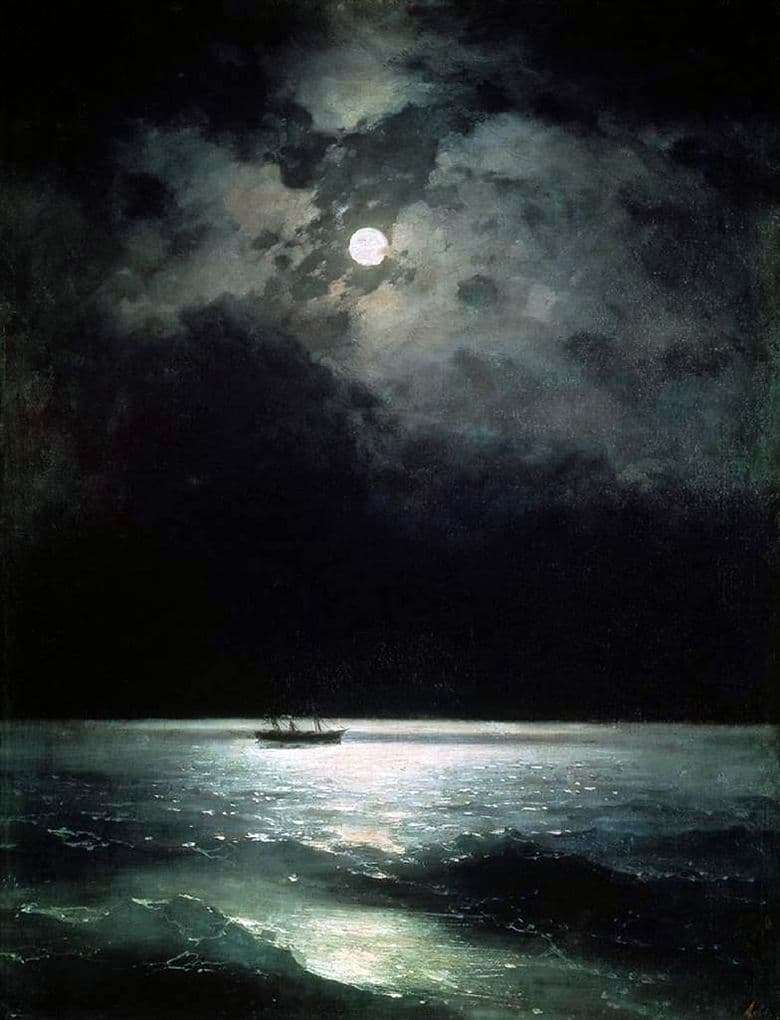 Description of the painting by Ivan Aivazovsky Black Sea at night