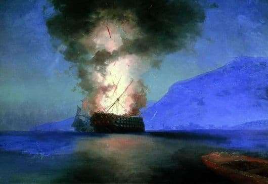 Description of the painting by Ivan Aivazovsky Ship Explosion