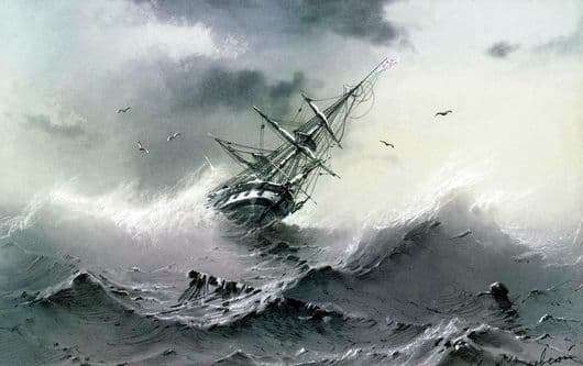 Description of the painting by Ivan Aivazovsky Sinking Ship (Shipwreck)