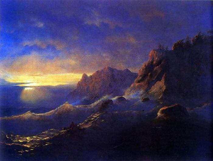 Description of the painting by Ivan Aivazovsky Sunset on the Sea