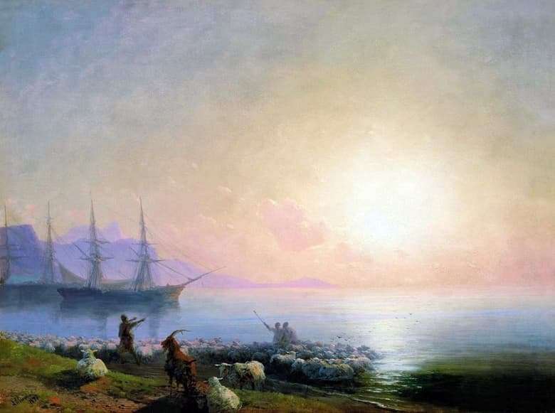 Description of the painting by Ivan Aivazovsky Bathing Sheep