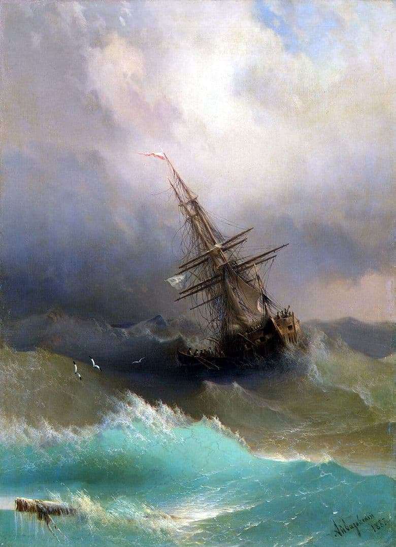 Description of the painting by Ivan Aivazovsky Ship among the stormy sea