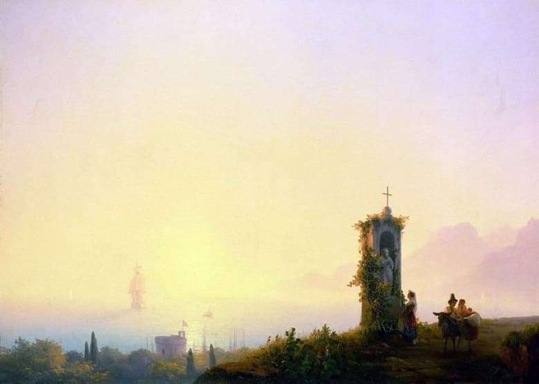 Description of the painting by Ivan Aivazovsky Chapel on the beach