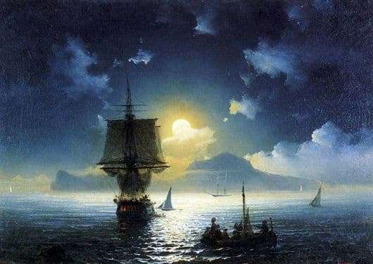 Description of the painting by Ivan Aivazovsky Moonlight Night on Capri