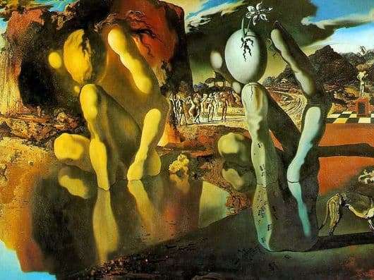 Description of the painting by Salvador Dali Metamorphosis of Narcissus