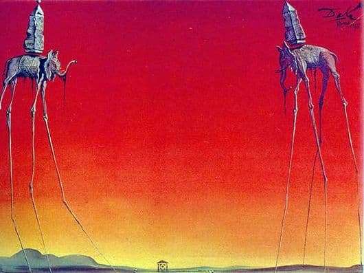 Description of the painting by Salvador Dali Elephants