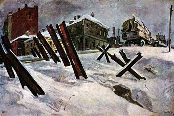 Description of the painting by Alexander Deinek Outskirts of Moscow