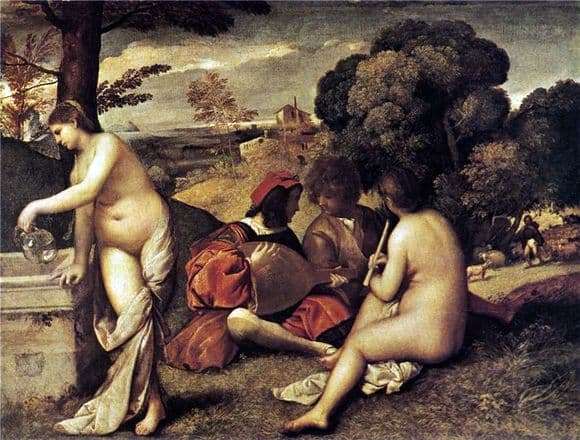 Description of the painting by Giorgione Rural concert