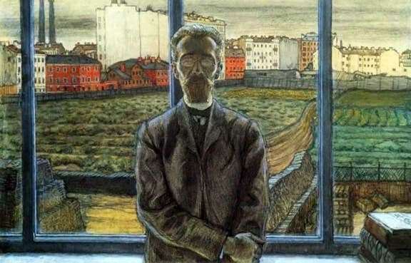 Description of the painting by Mstislav Dobuzhinsky Man in Glasses