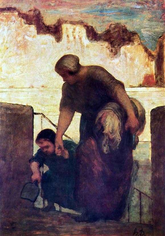 Description of the painting by Honore Daumier Laundress
