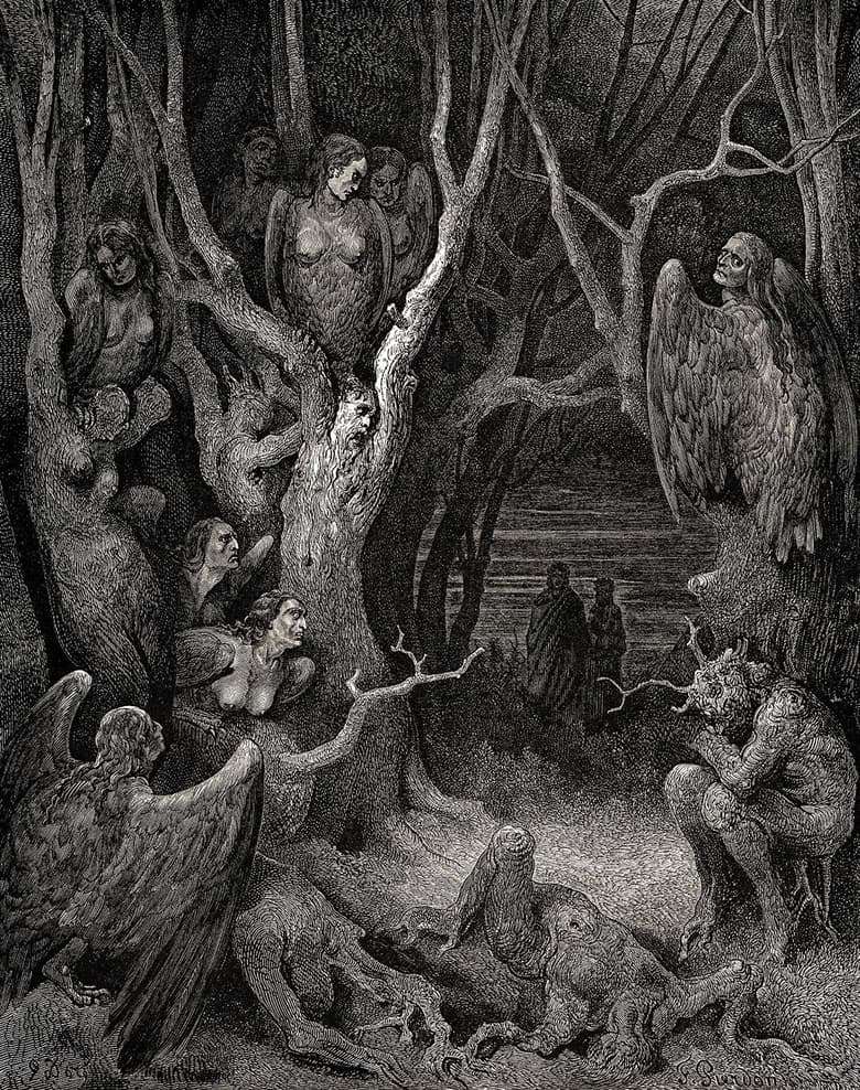 Description of the illustration by Gustave Dore The Forest of Suicides