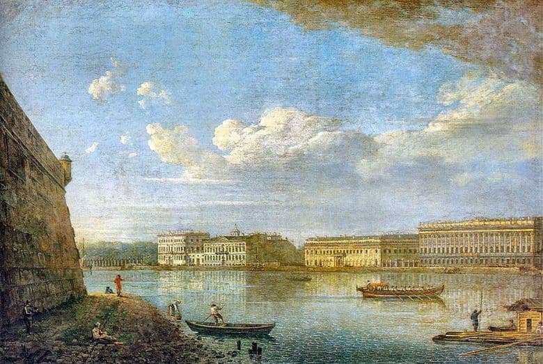 Description of the painting by Fyodor Alekseev View of the Palace Embankment from the Peter and Paul Fortress