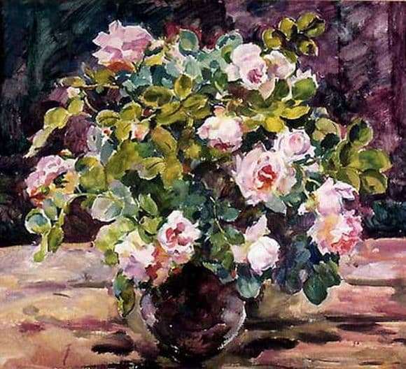 Description of the painting by Eugene Antipova Roses