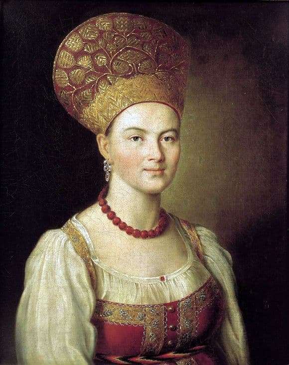 Description of the painting by Ivan Argunov Portrait of an unknown peasant woman in Russian costume