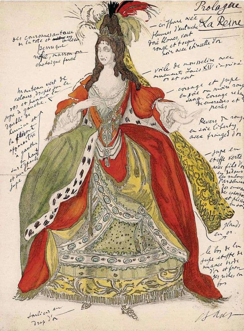 Description of the sketch of Leon Bakst Sleeping Beauty